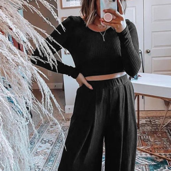 2-pc Loungewear Top/Wide Leg Pant - Picture 3 of 11